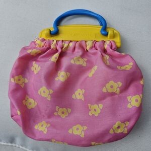 Vtg Playskool‎ 1989 Purse Child Pretend Play Handbag Pink Flowers Dress Up 80s